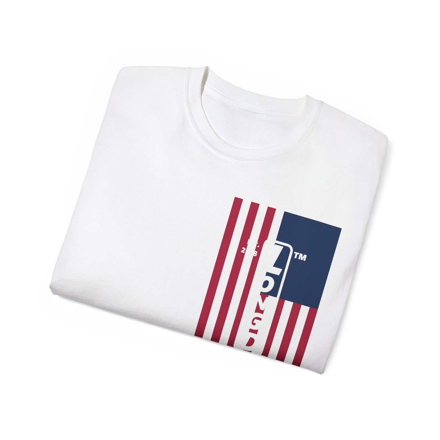 LongD cotton tee negative cropped flag single-breasted front-back Hyde Park upright logo (Patriotic colors)