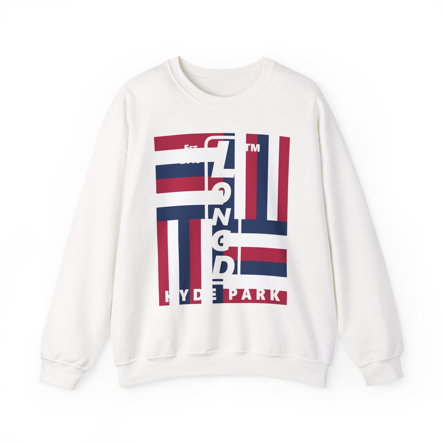 LongD negative windmill Hyde Park upright logo crewneck sweatshirt (patriotic colors)