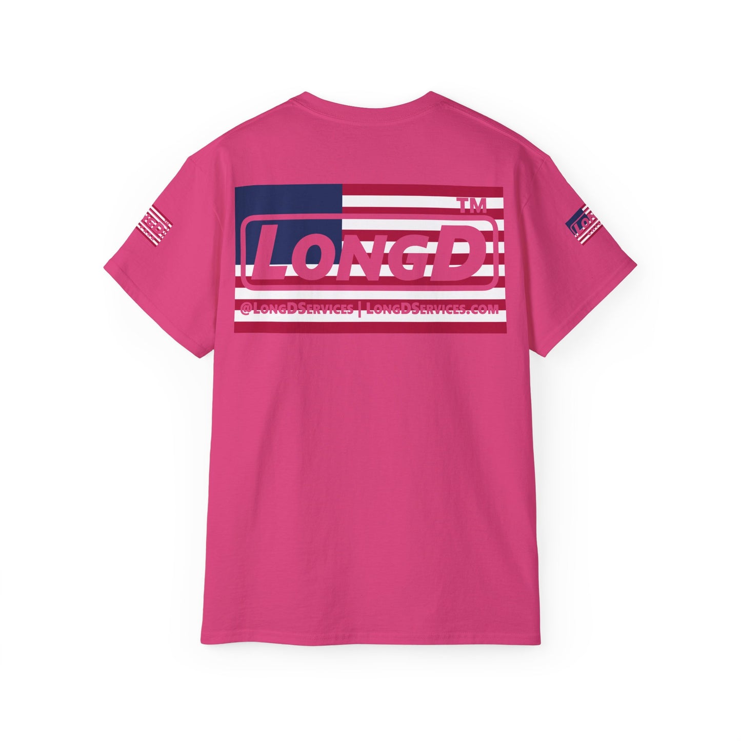 LongD negative flag 4-print Chicago logo cotton tee (patriotic colors)