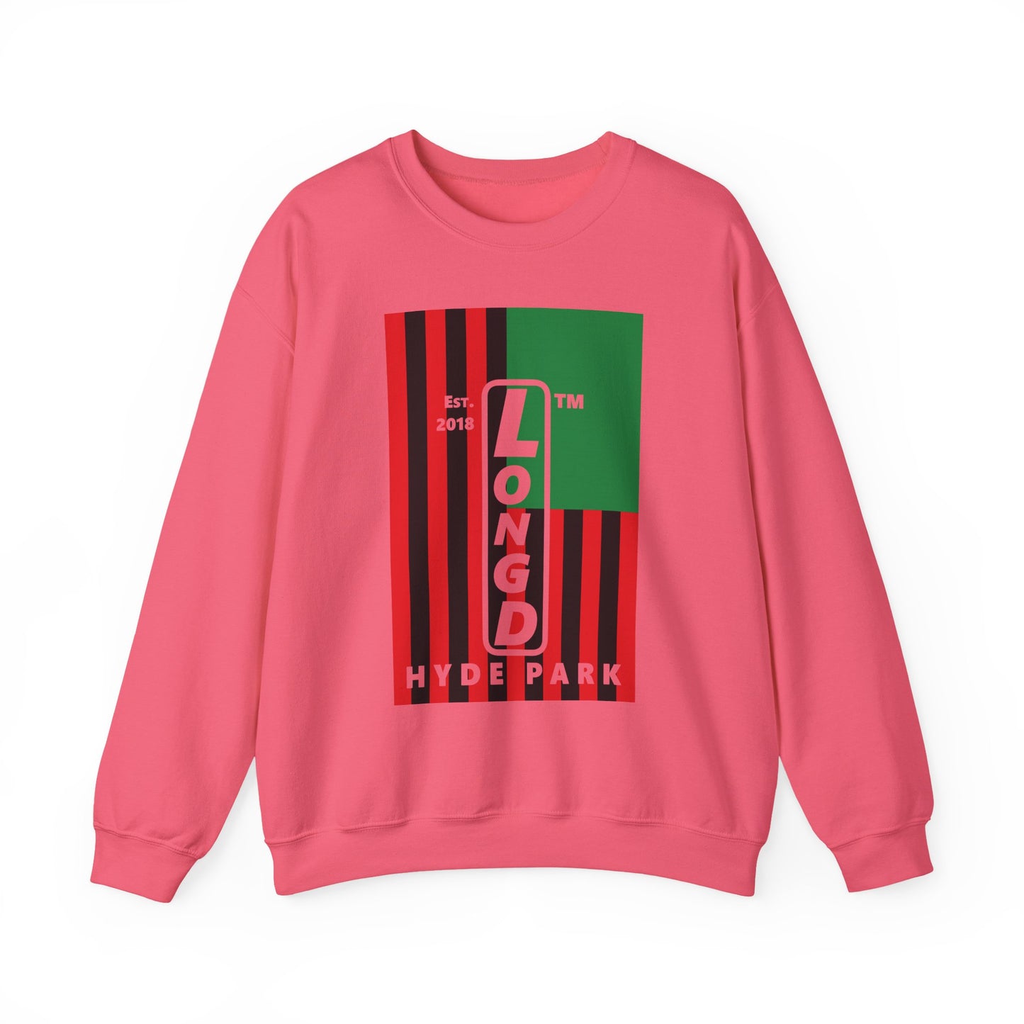 LongD negative cropped flag Hyde Park upright logo crewneck sweatshirt (Juneteenth colors)
