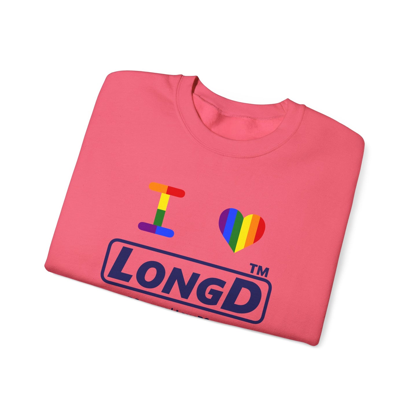 I Luv LongD official basic tag-domain logo crewneck sweatshirt with Pride heart