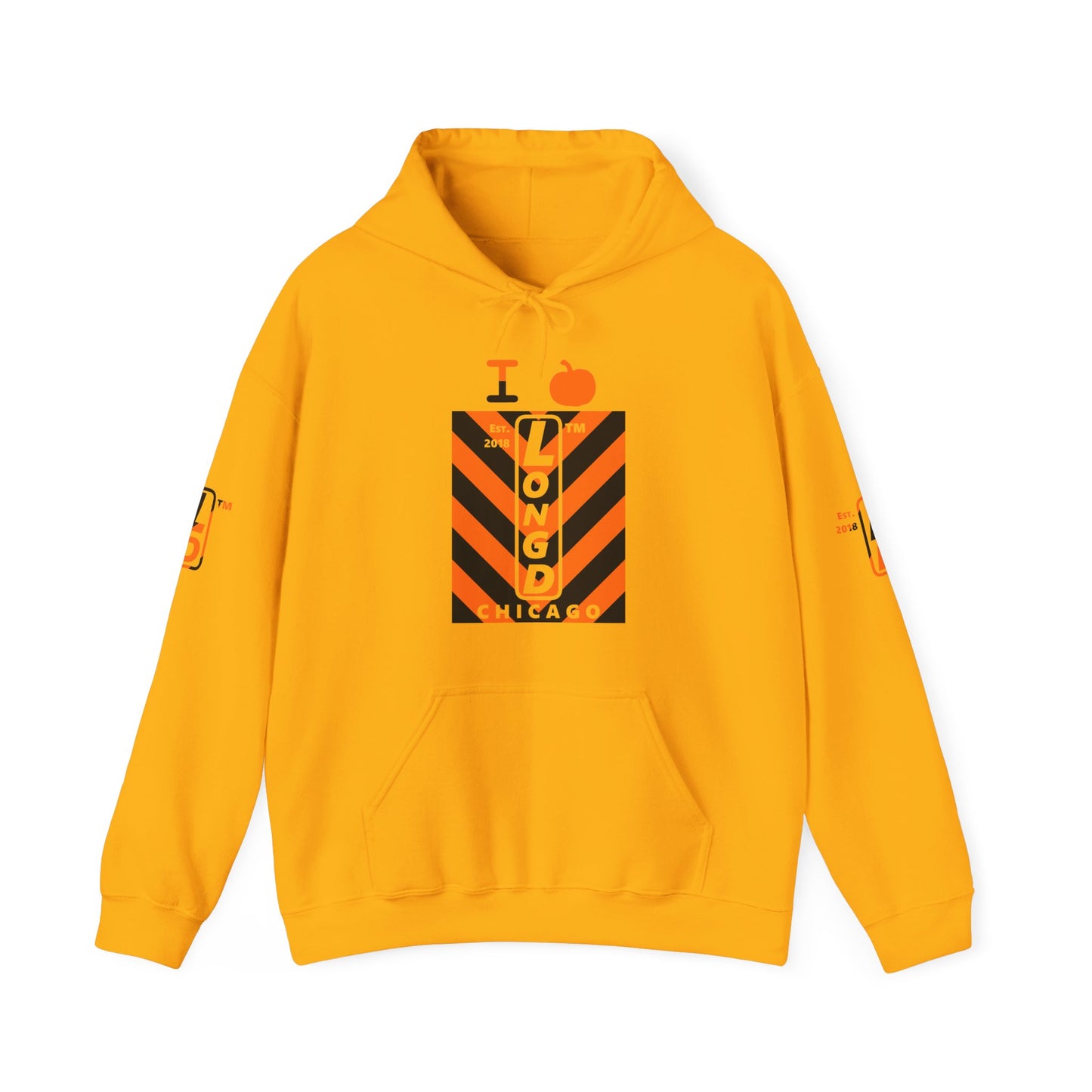 I pumpkin LongD Chicago negative upright downward chevron 4-print logo hoodie