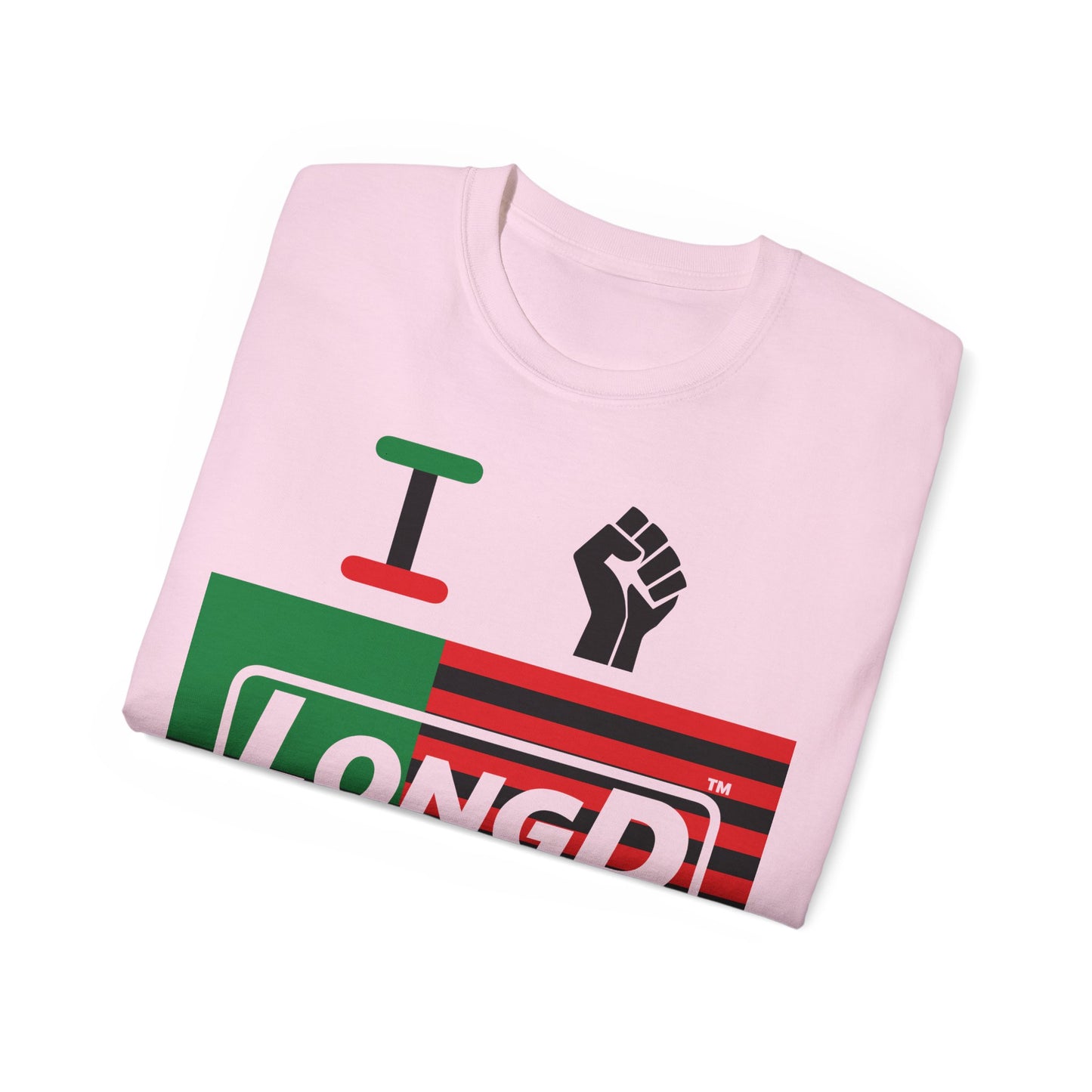 I Fist LongD® Logo Cotton Tee Juneteenth black fist negative flag