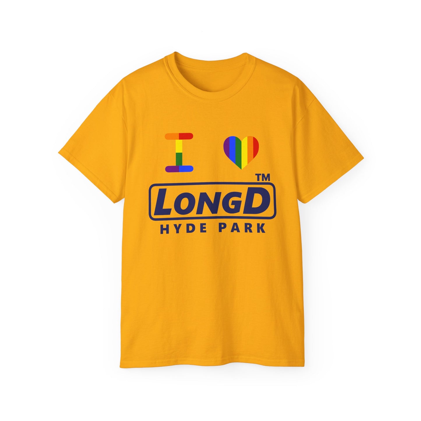 I Luv LongD official Hyde Park logo cotton tee (Pride colors)