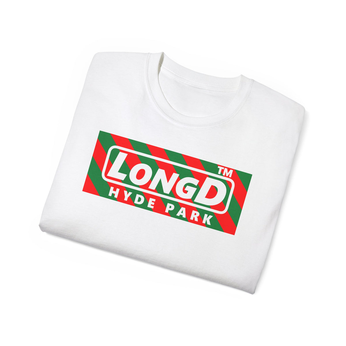 LongD Hyde Park negative 12-striped logo (Xmas colors) cotton tee