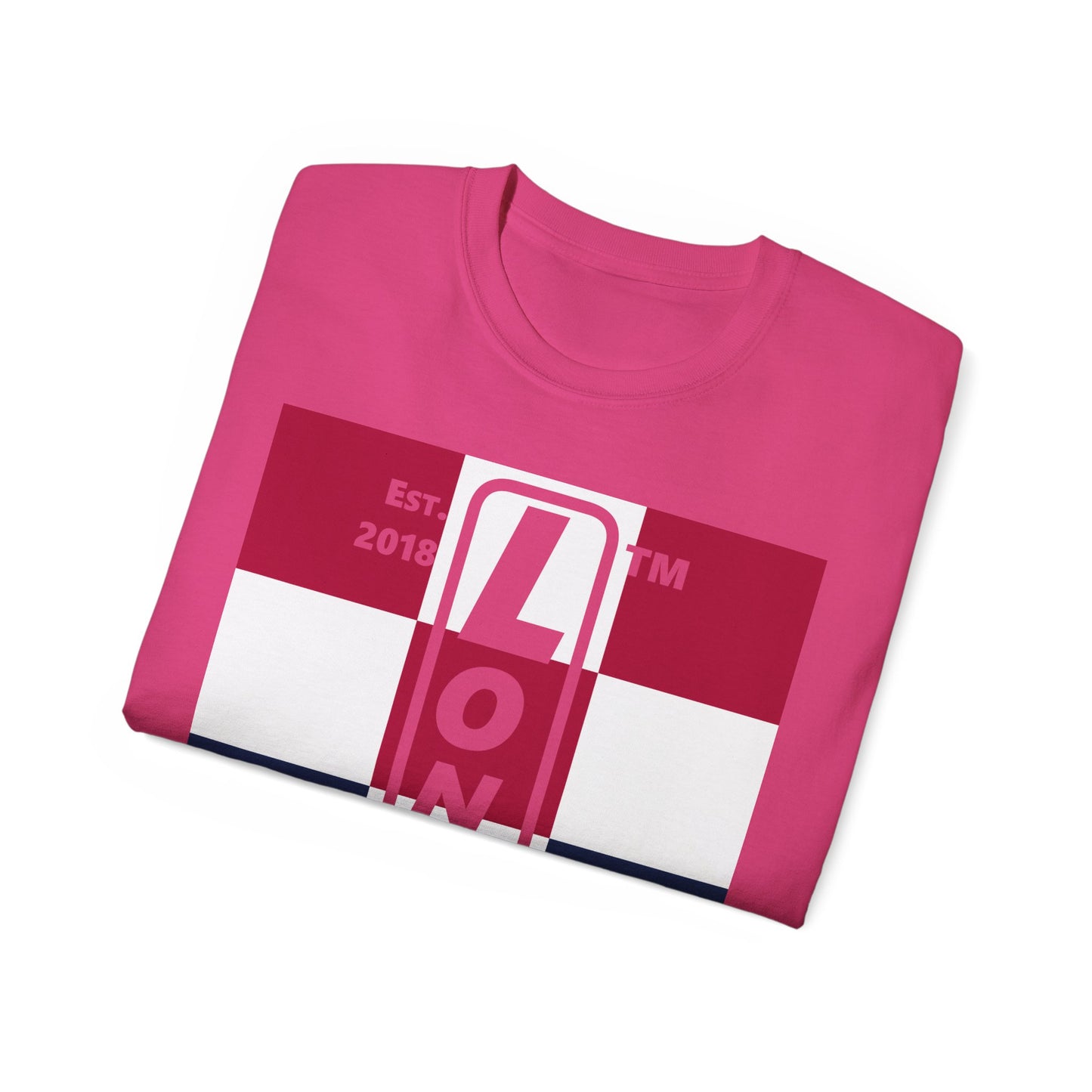 LongD cotton tee negative 4x3 Chicago upright logo (Patriotic colors)
