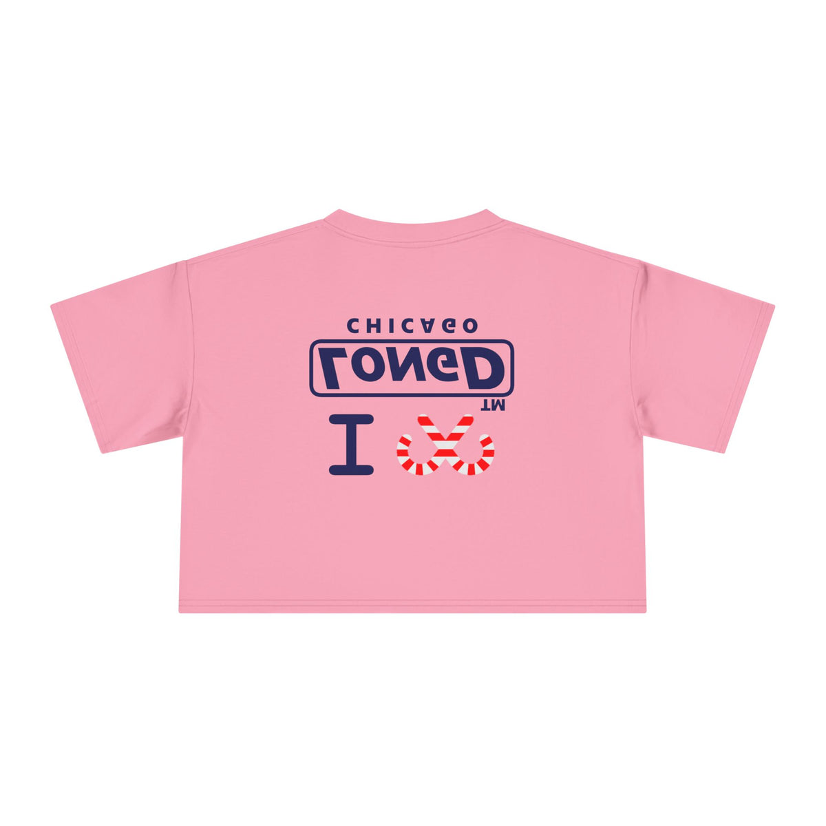 I candy cane LongD Chicago positive official basic navy front-back logo crop tee