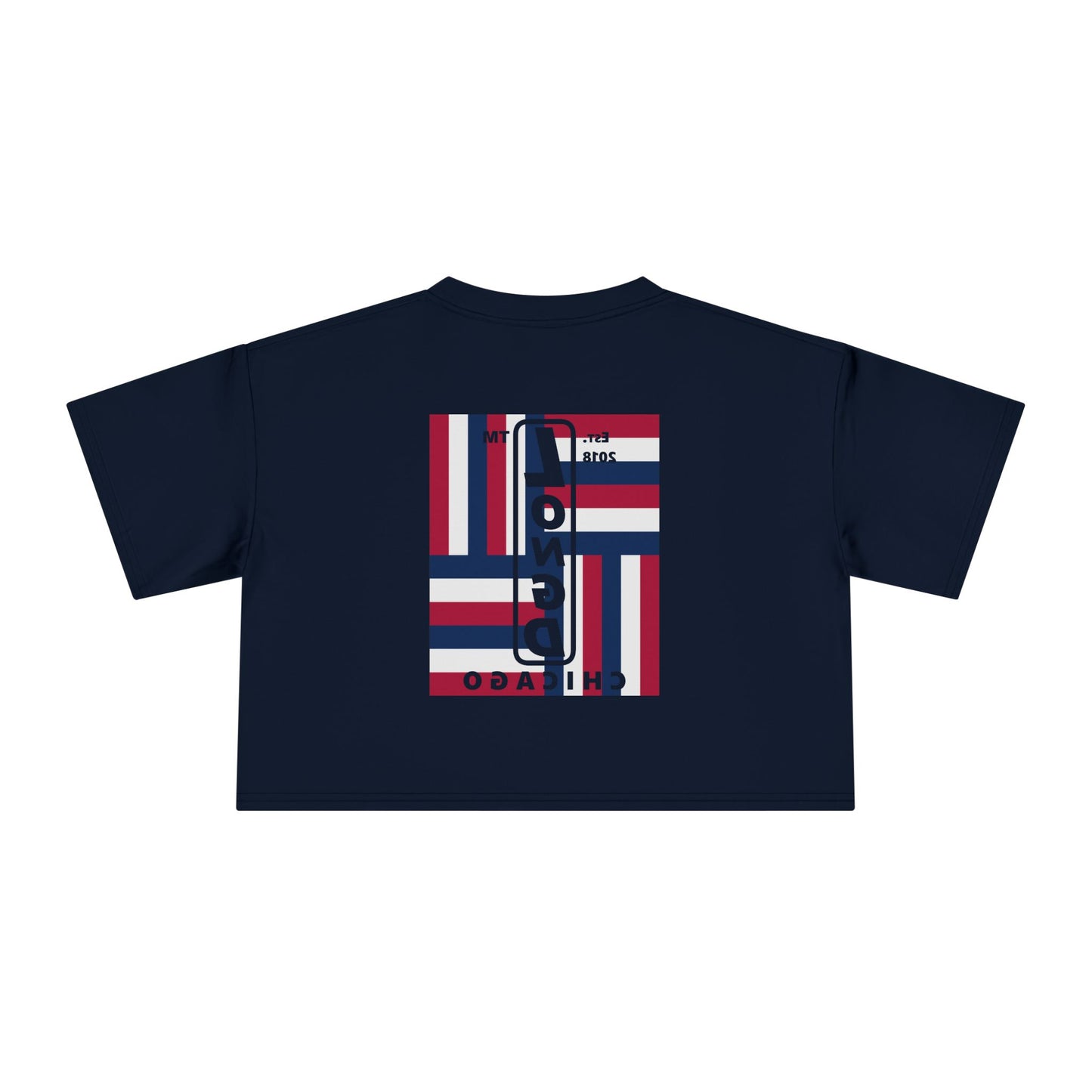 I burst LongD negative windmill upright front-reversed back Chicago logo crop tee