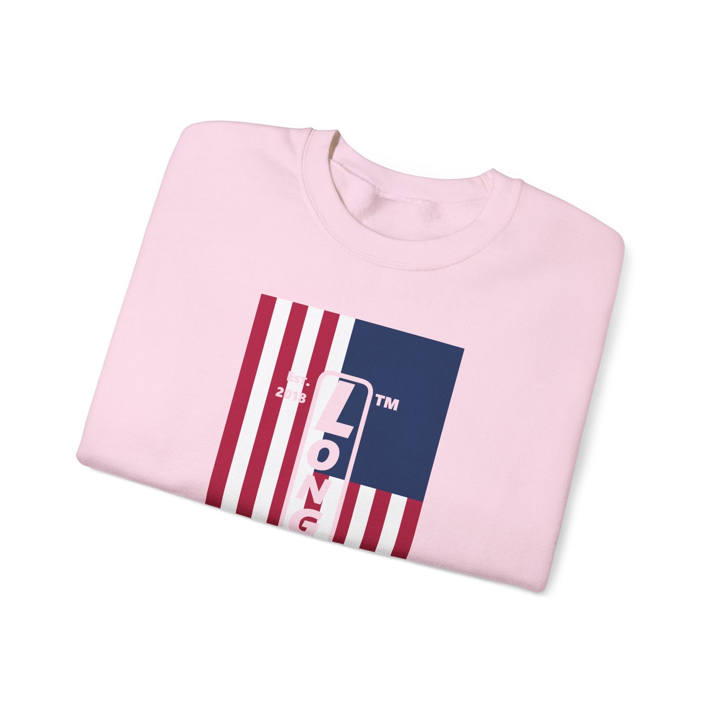 LongD negative flag Hyde Park upright logo crewneck sweatshirt (patriotic colors)