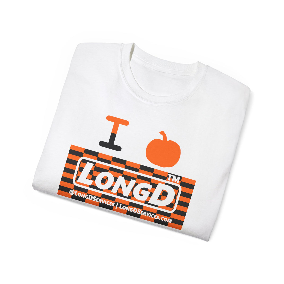I pumpkin LongD Tag-domain negative tiled logo cotton tee