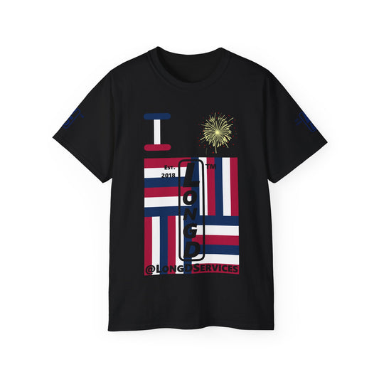 I Burst LongD cotton tee negative windmill 4-print tag upright logo (Patriotic colors)