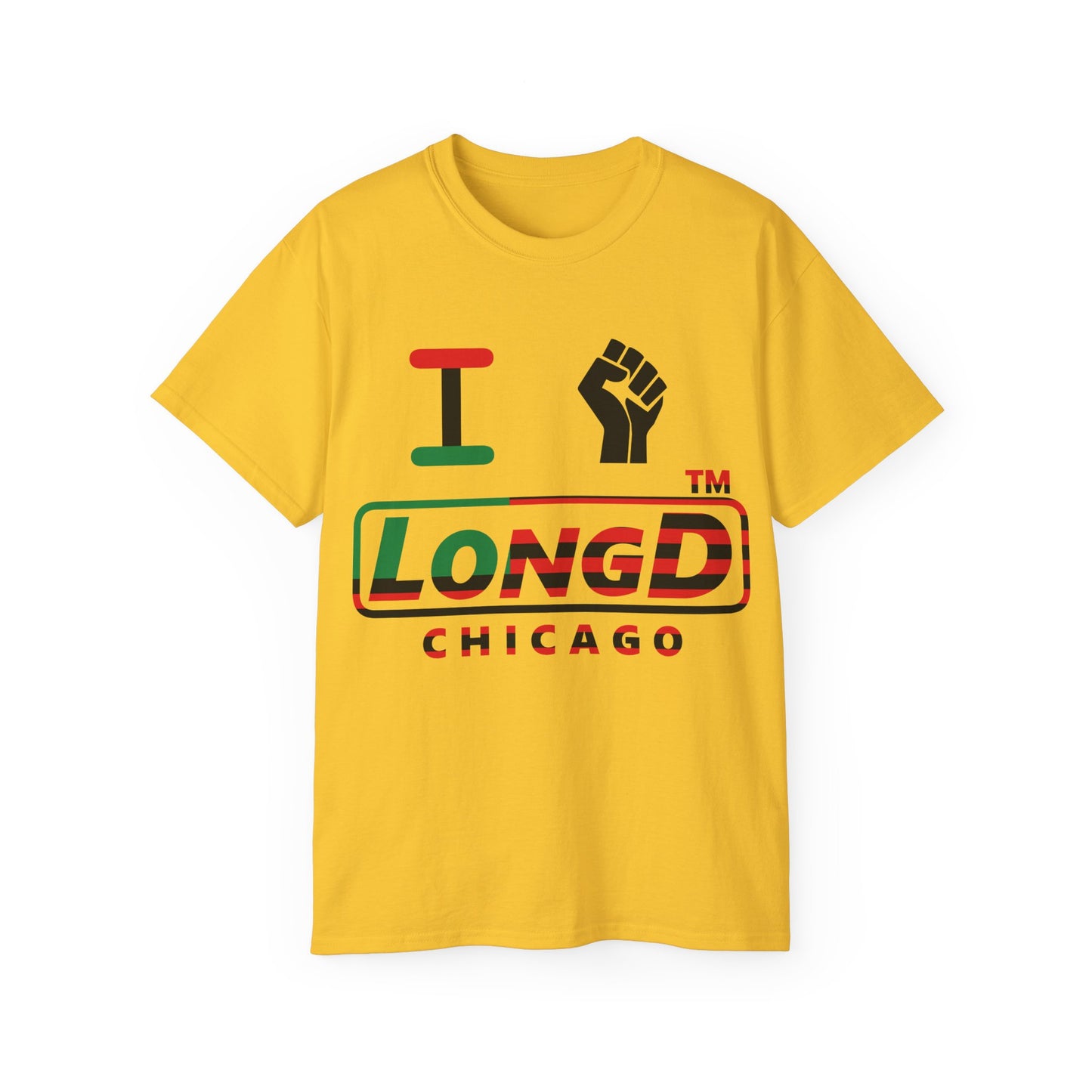 I fist LongD positive flag Chicago logo cotton tee