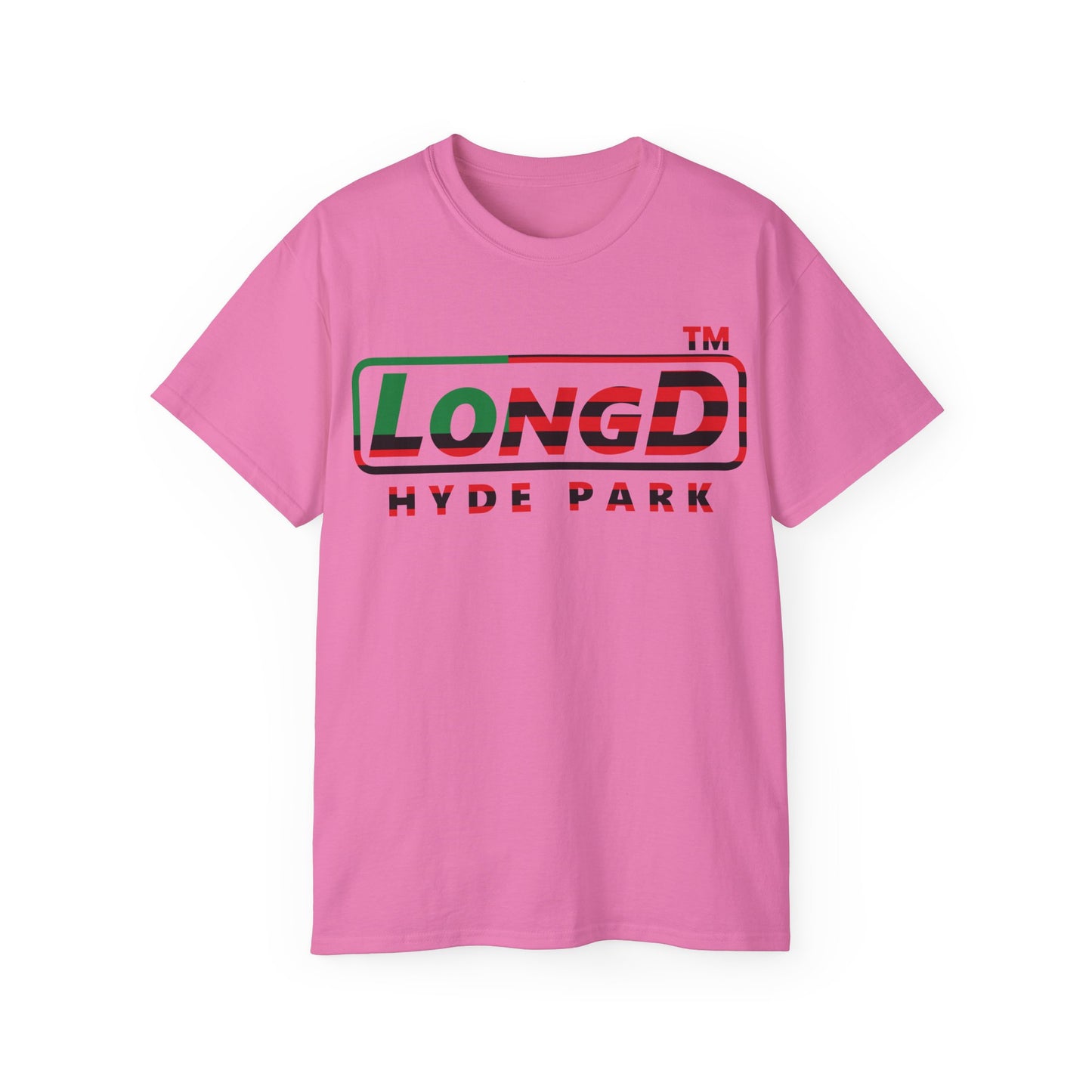 LongD positive flag Hyde Park logo cotton tee (Juneteenth colors)
