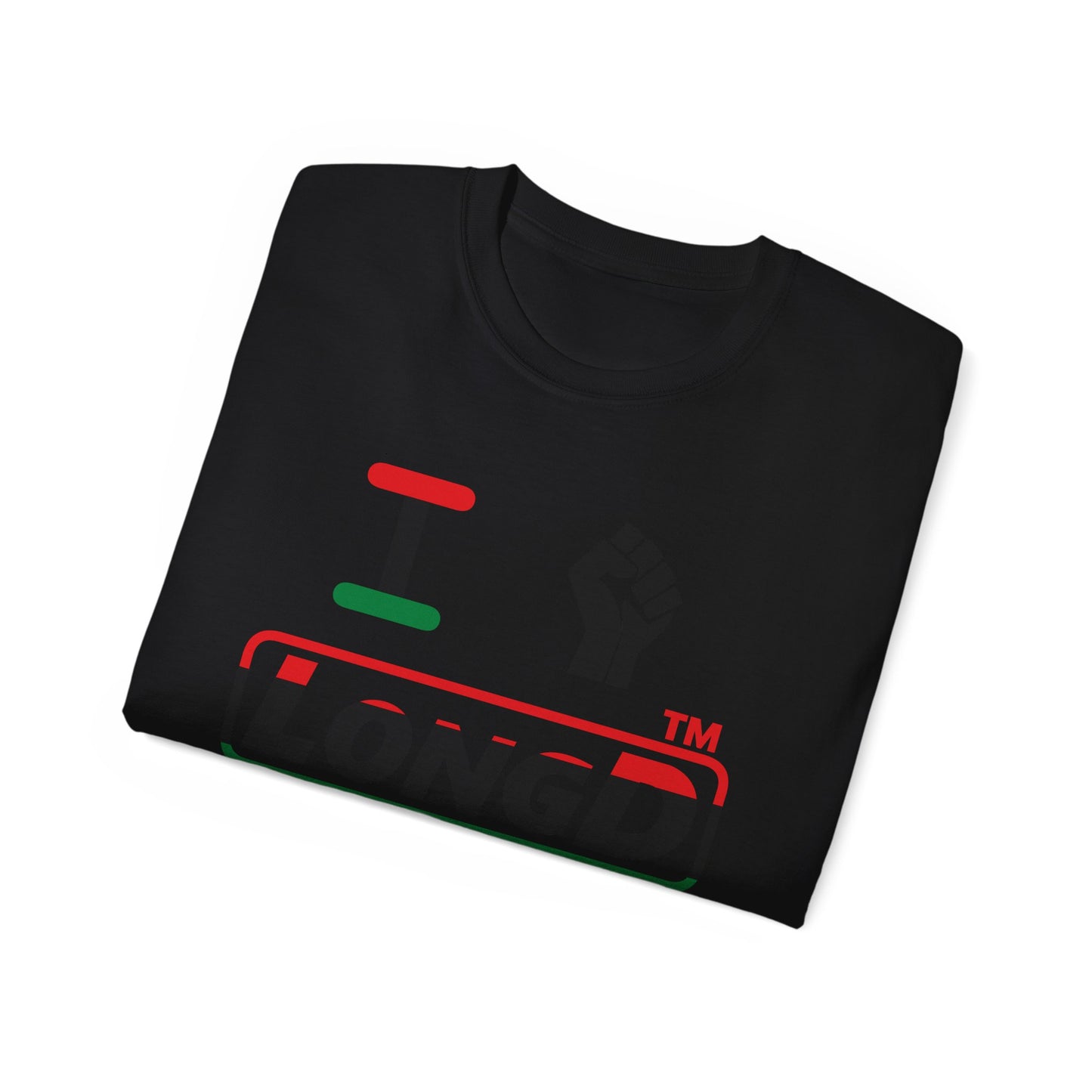 I fist LongD positive horizontal 3-striped tag-domain logo cotton tee