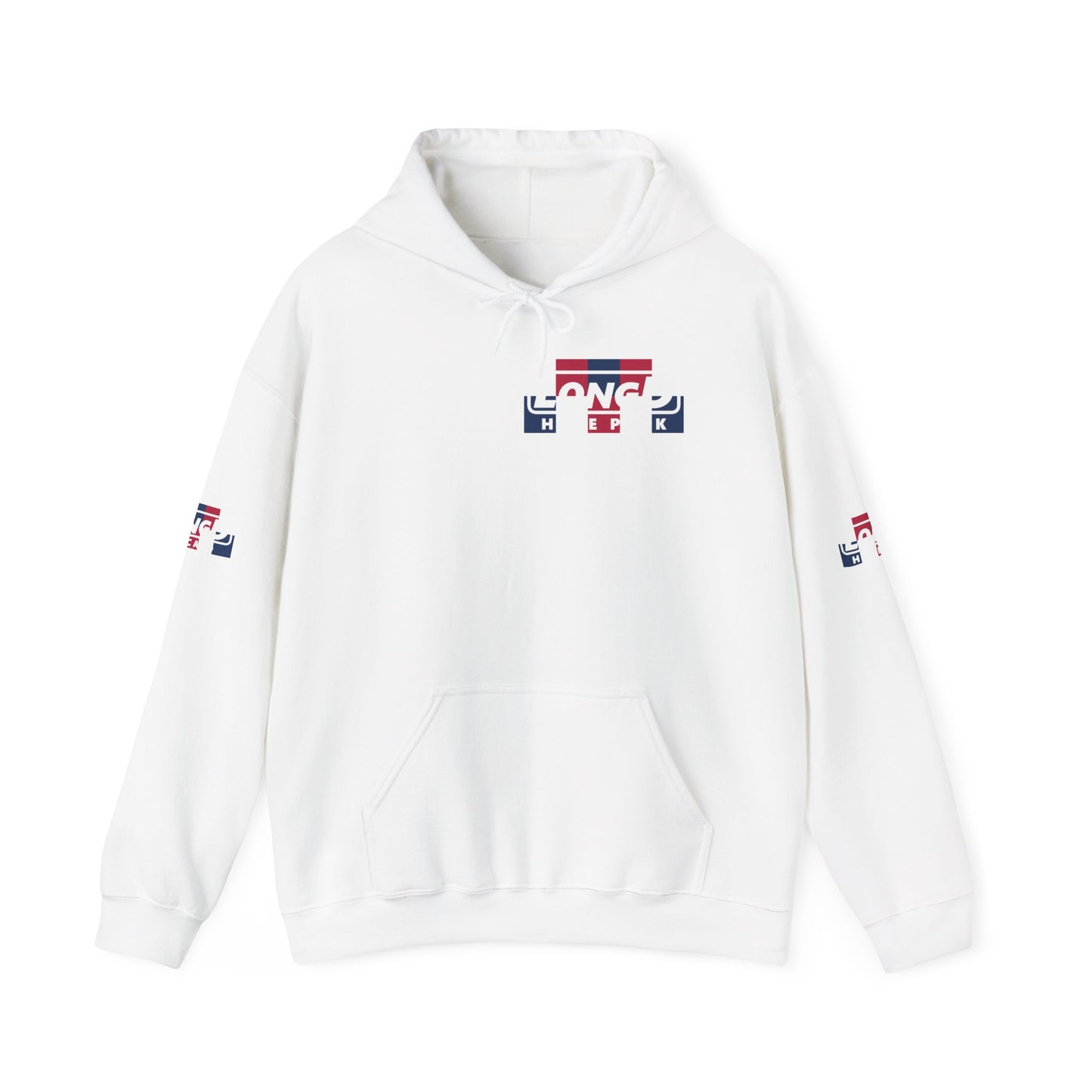 LongD® negative 2x5 4-print single breasted Hyde Park logo hoodie (patriotic colors)