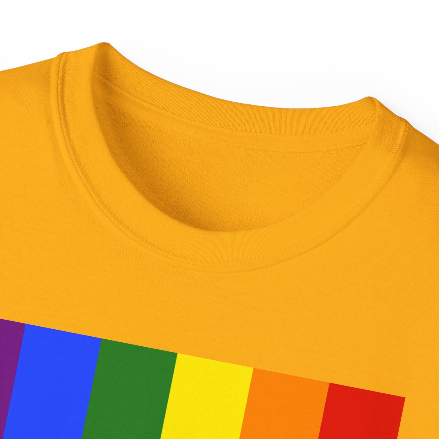LongD® Logo Cotton Tee Pride rainbow vertical flag negative text