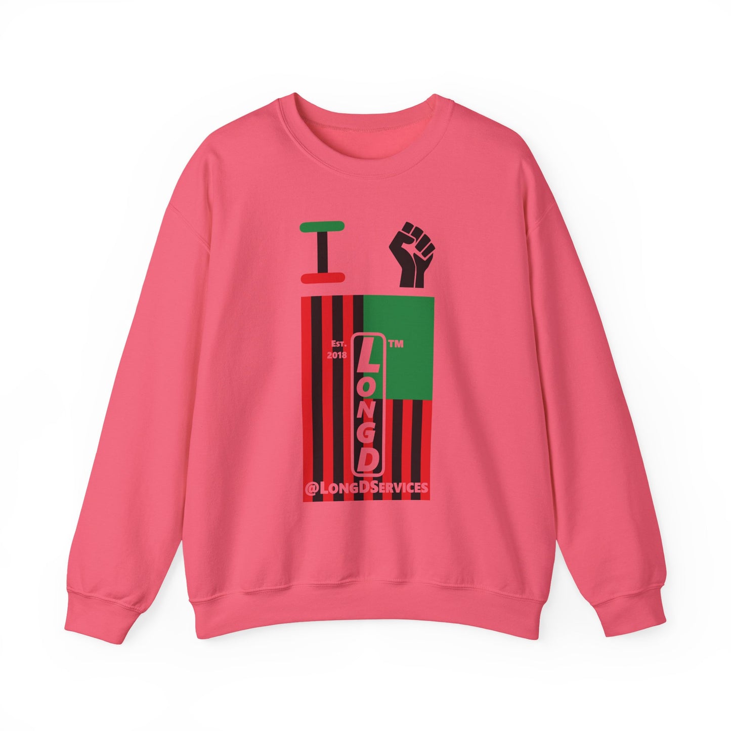 I Fist LongD negative flag tag upright logo crewneck sweatshirt