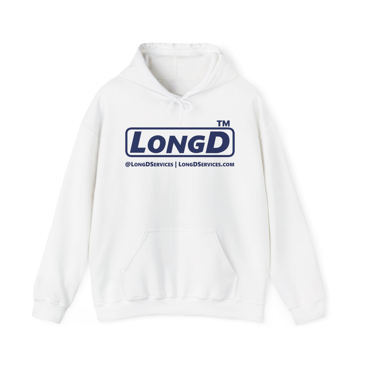 LongD Tag-domain positive basic Navy (002060) logo hoodie