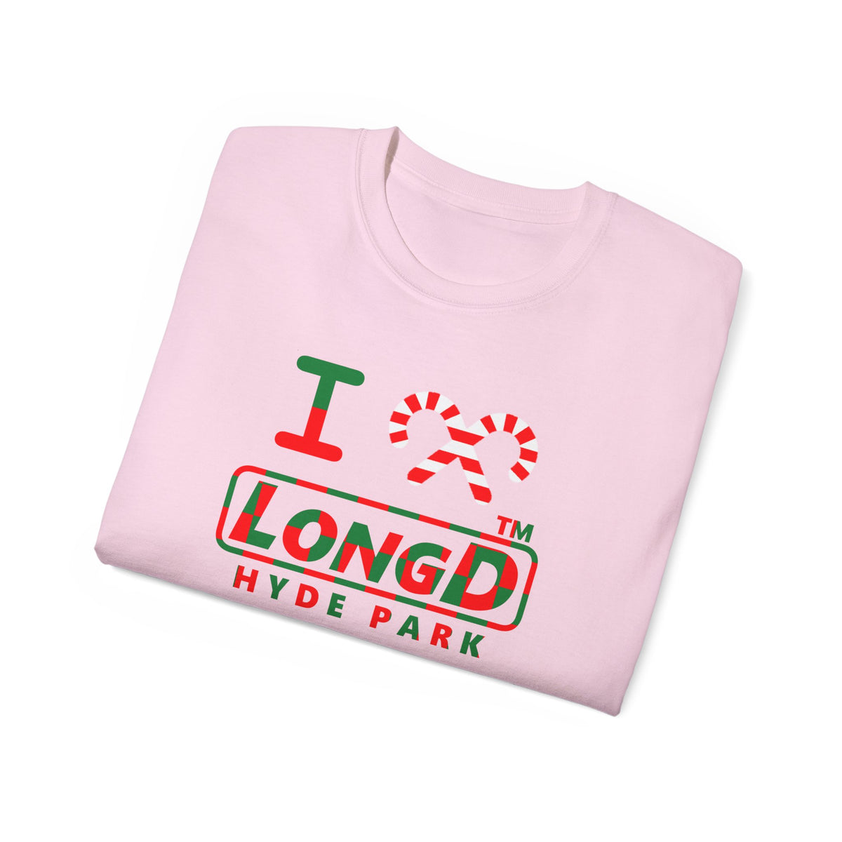 I candy cane LongD Hyde Park positive checkered logo cotton tee