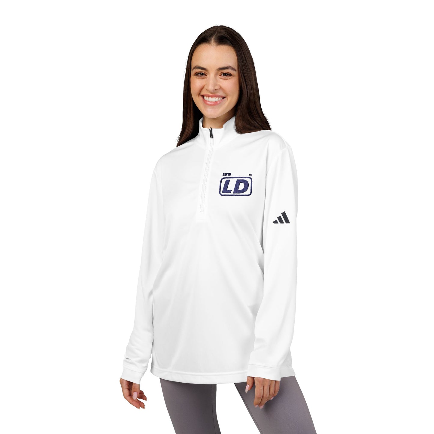 Embroidered adidas® Quarter-Zip pullover official basic logo initials