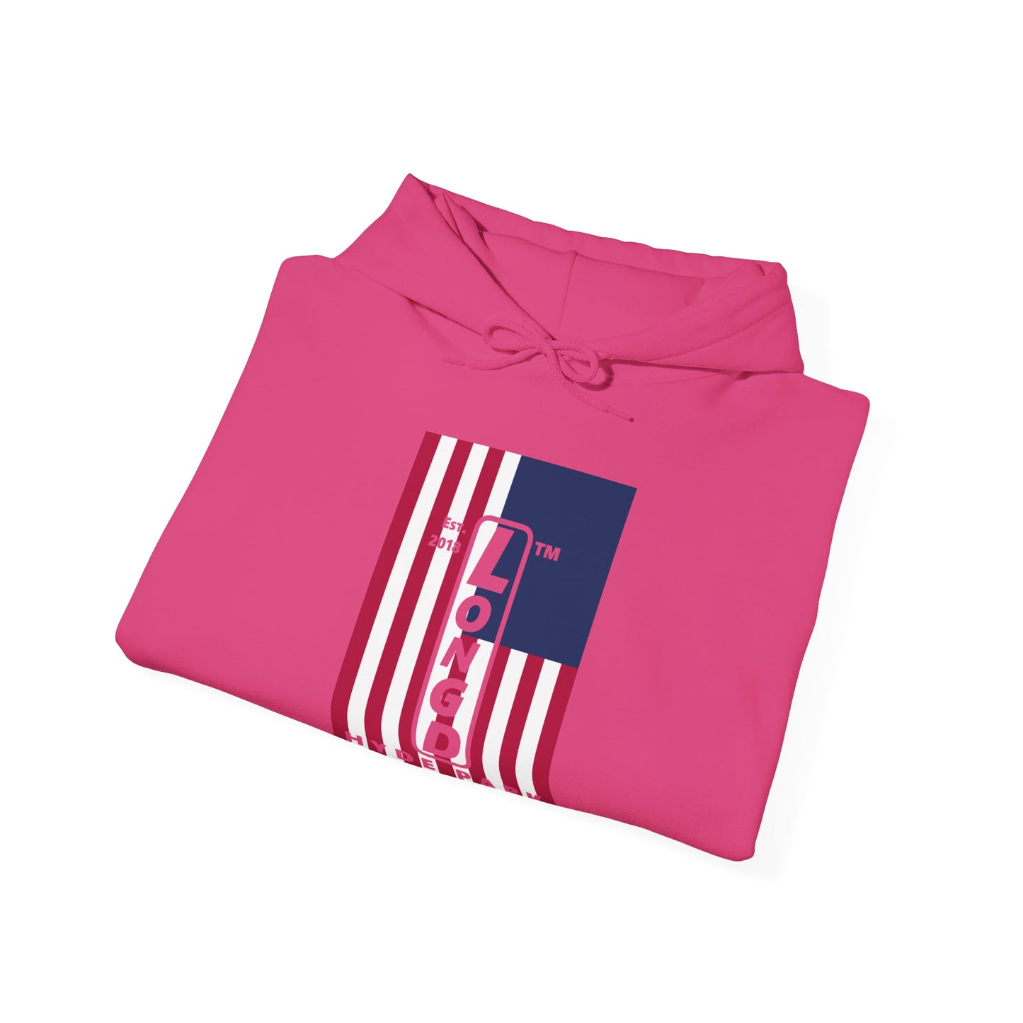 LongD® negative cropped flag upright Hyde Park logo hoodie (Patriotic colors)
