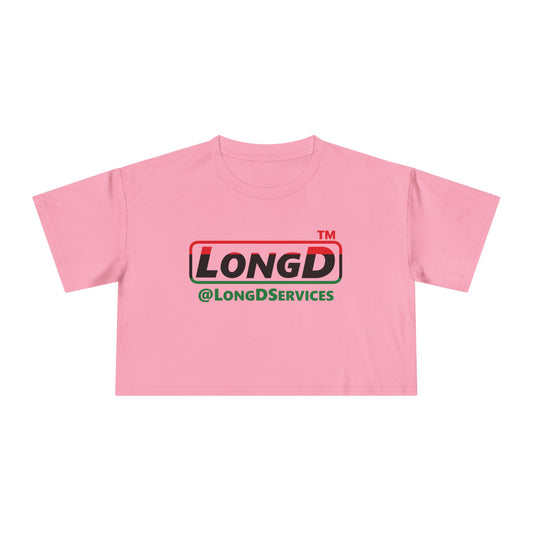 LongD positive horizontal 3-striped tag logo crop tee (Juneteenth colors)