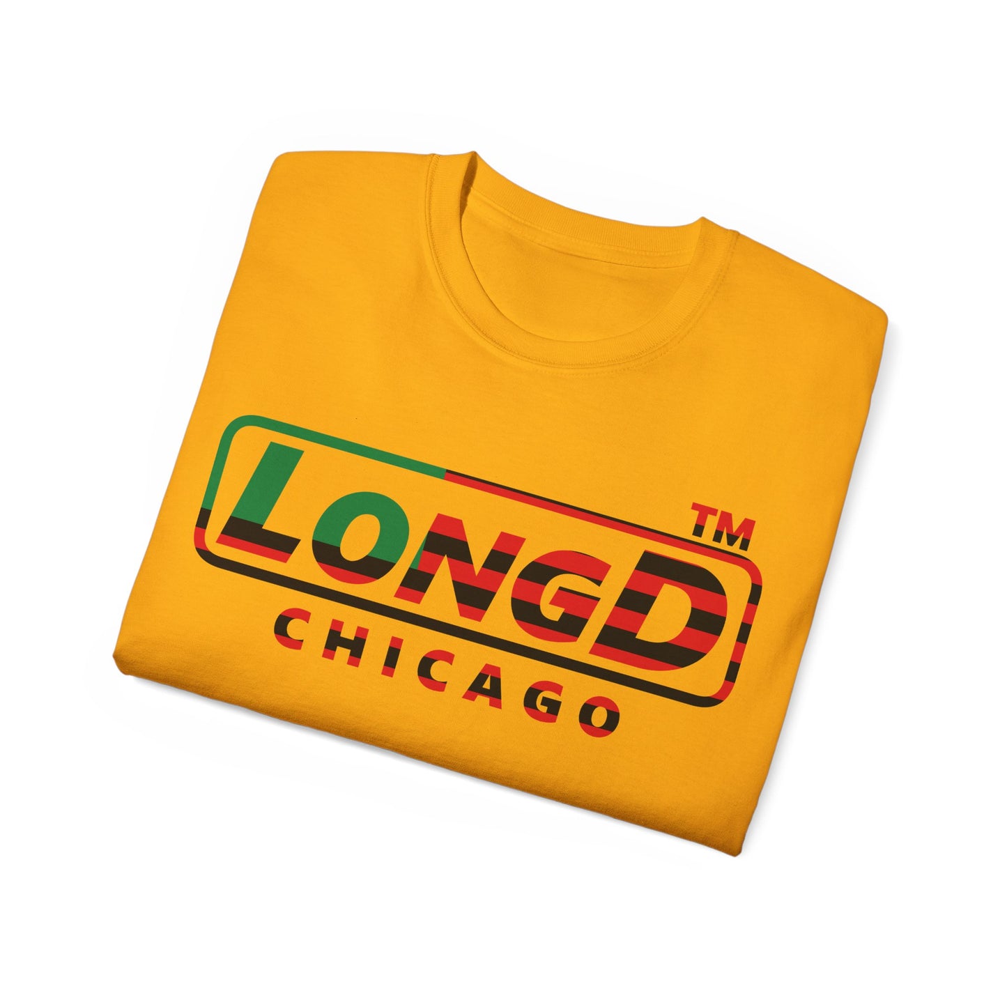 LongD positive flag Chicago logo cotton tee (Juneteenth colors)