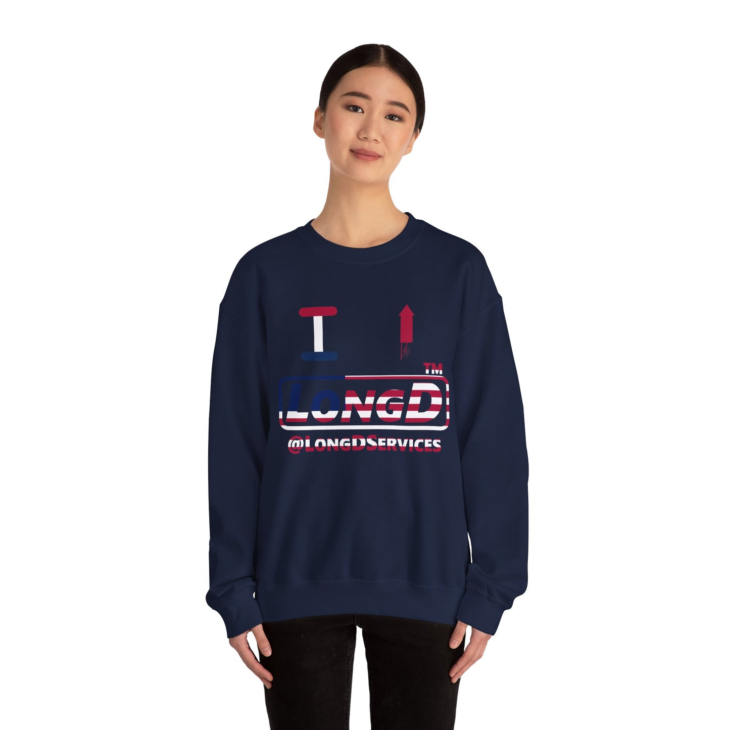 I firecracker LongD positive flag tag logo crewneck sweatshirt