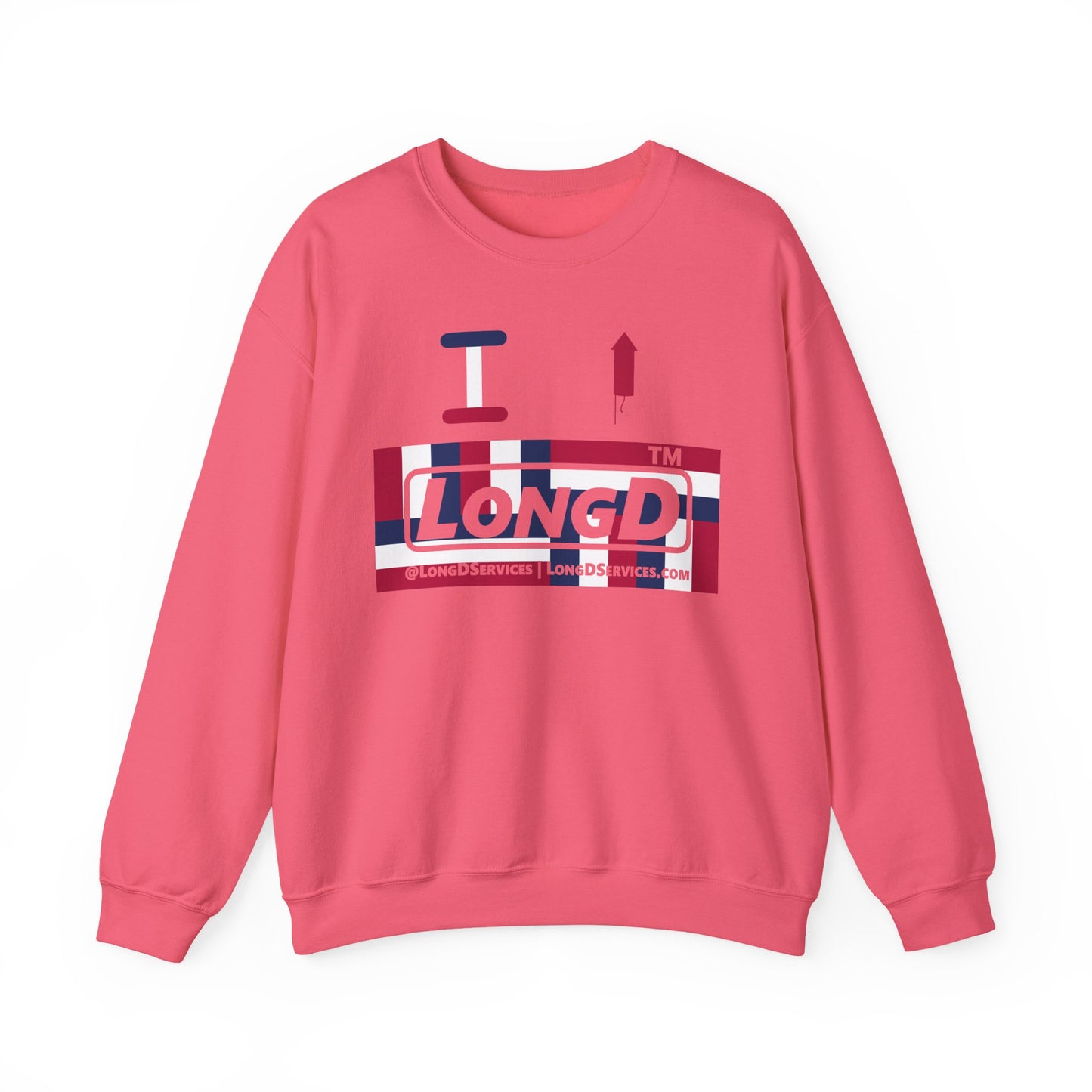 I firecracker LongD negative modified windmill tag-domain logo crewneck sweatshirt