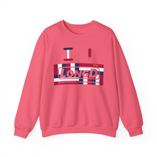 I firecracker LongD negative modified windmill tag-domain logo crewneck sweatshirt