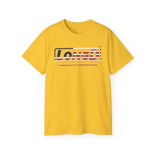 LongD® Logo Cotton Tee Red, White and Blue positive flag