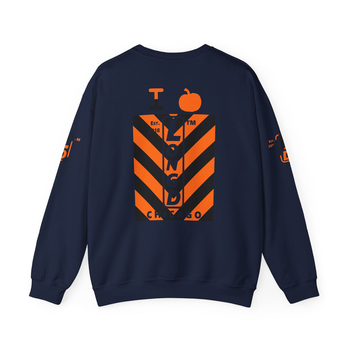 I pumpkin LongD Chicago negative upright downward chevron 4-print logo crewneck sweatshirt