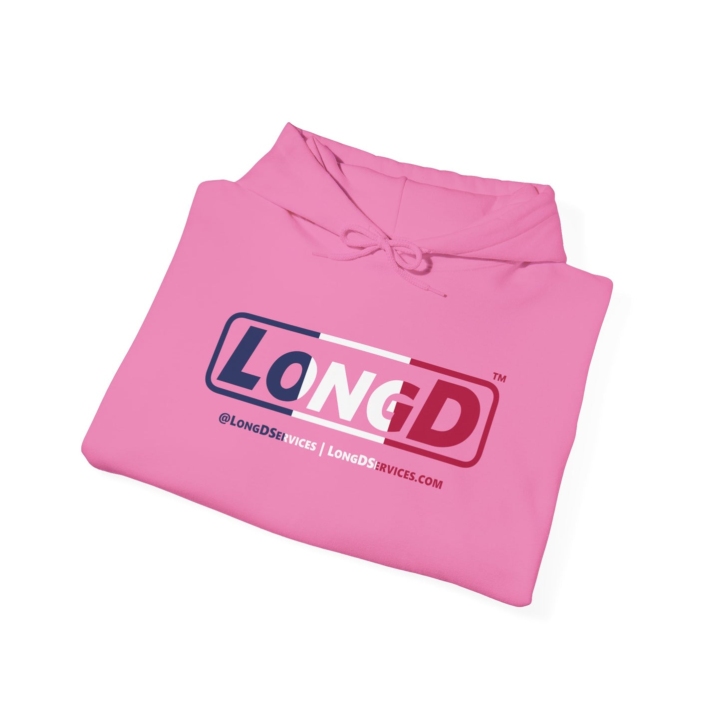 LongD® Logo Hoodie blue, white and red positive thirds