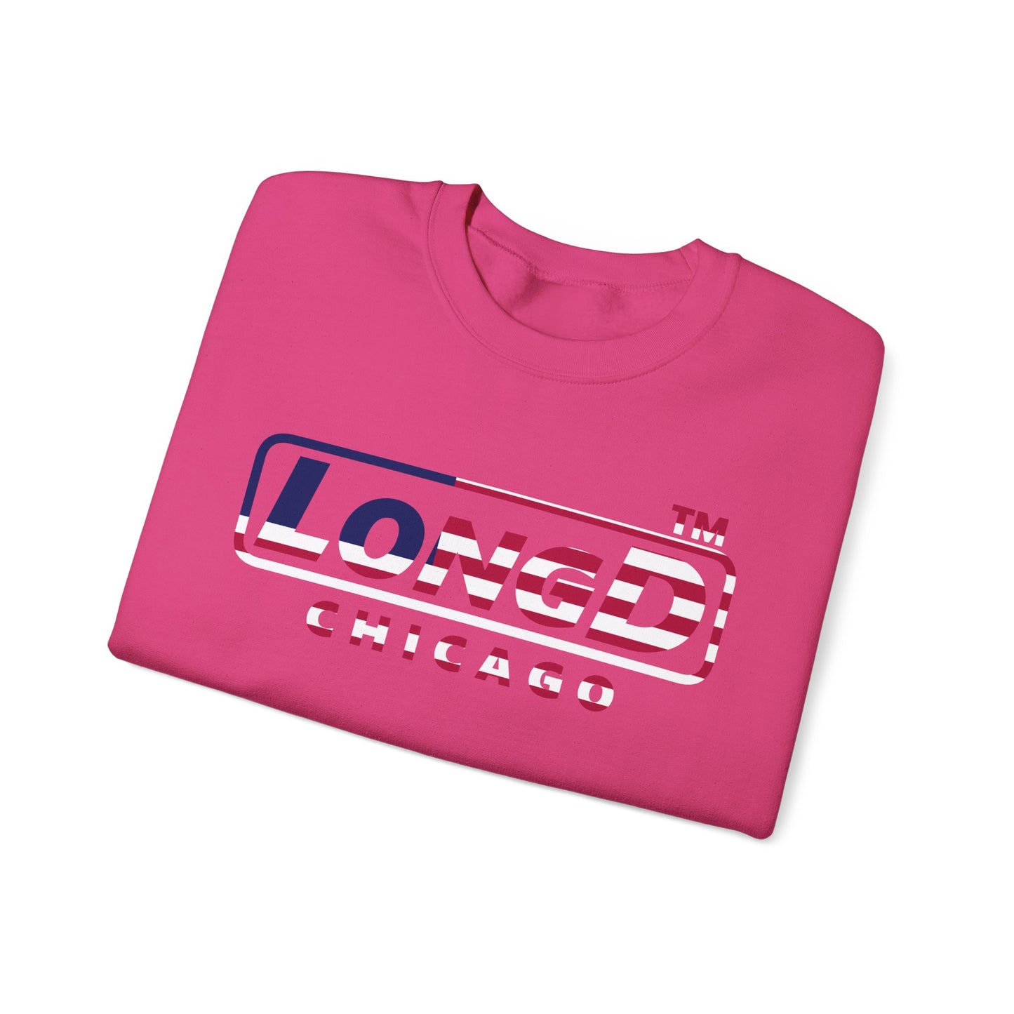 LongD positive flag Chicago logo crewneck sweatshirt (patriotic colors)