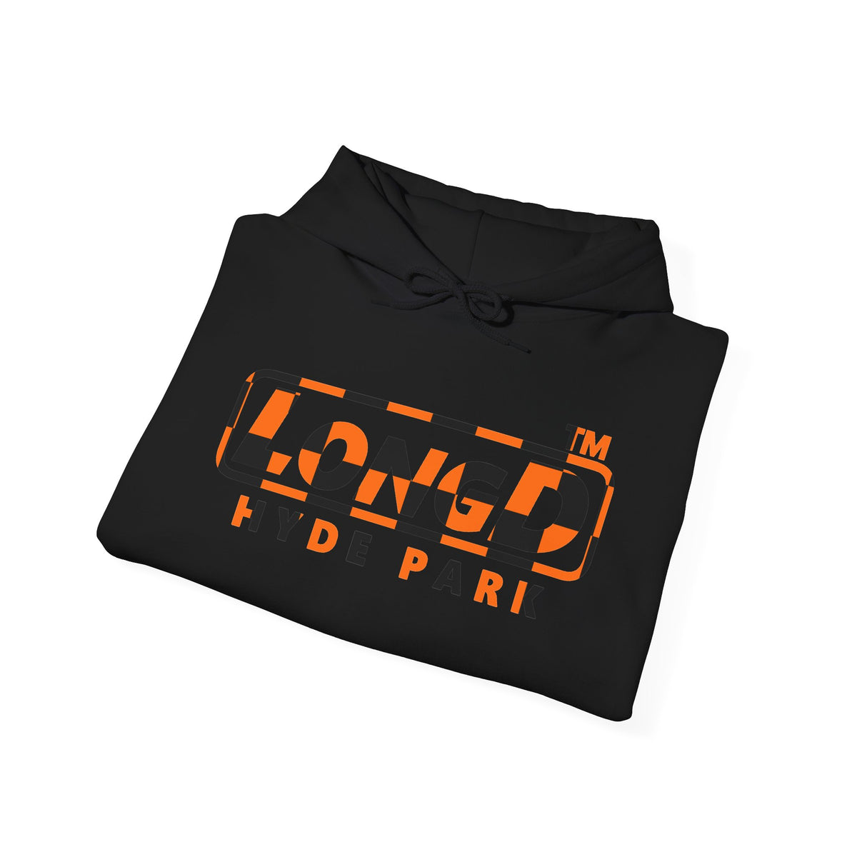 LongD Hyde Park positive checkered logo (Halloween colors) hoodie