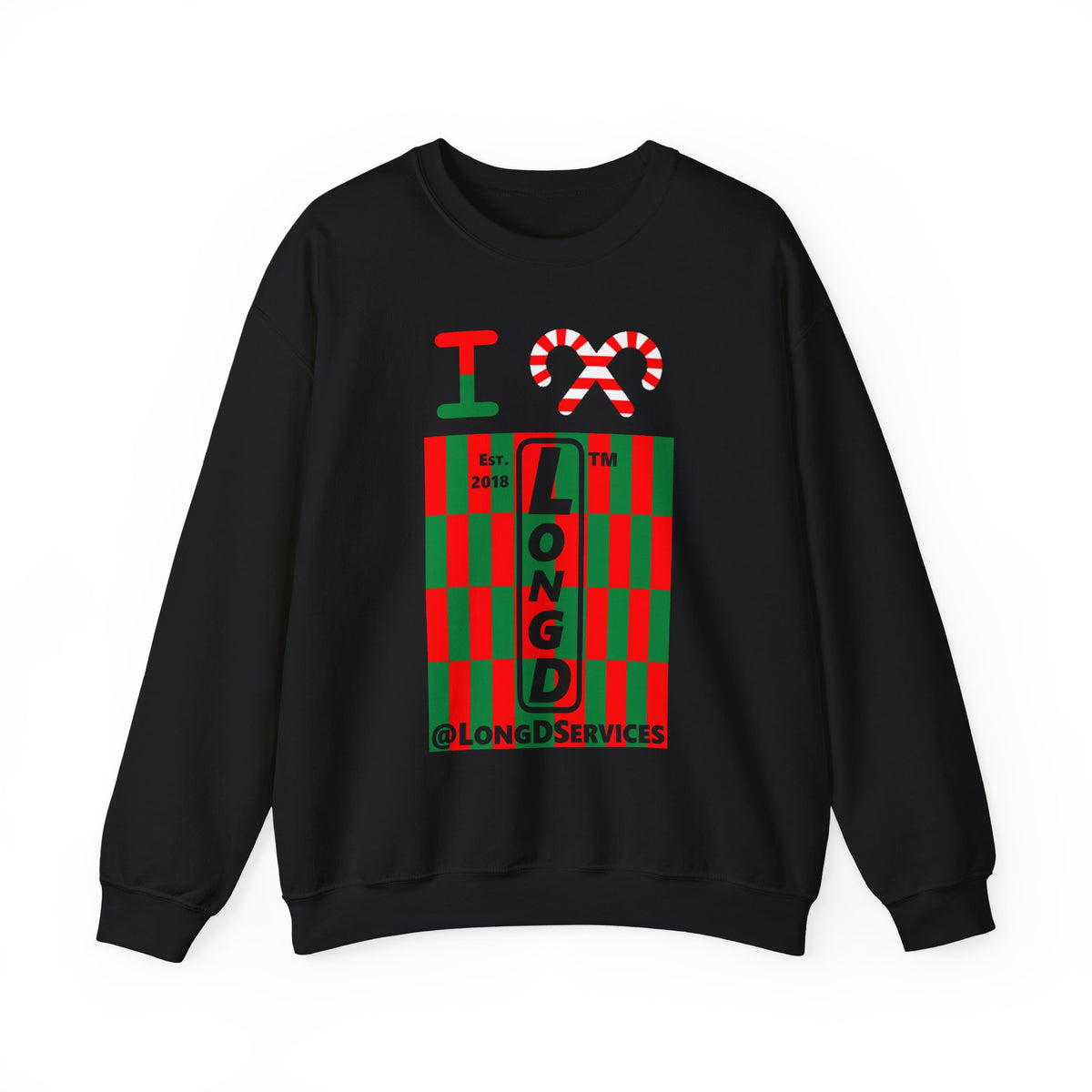 I candy cane LongD Tag negative upright tiled logo crewneck sweatshirt