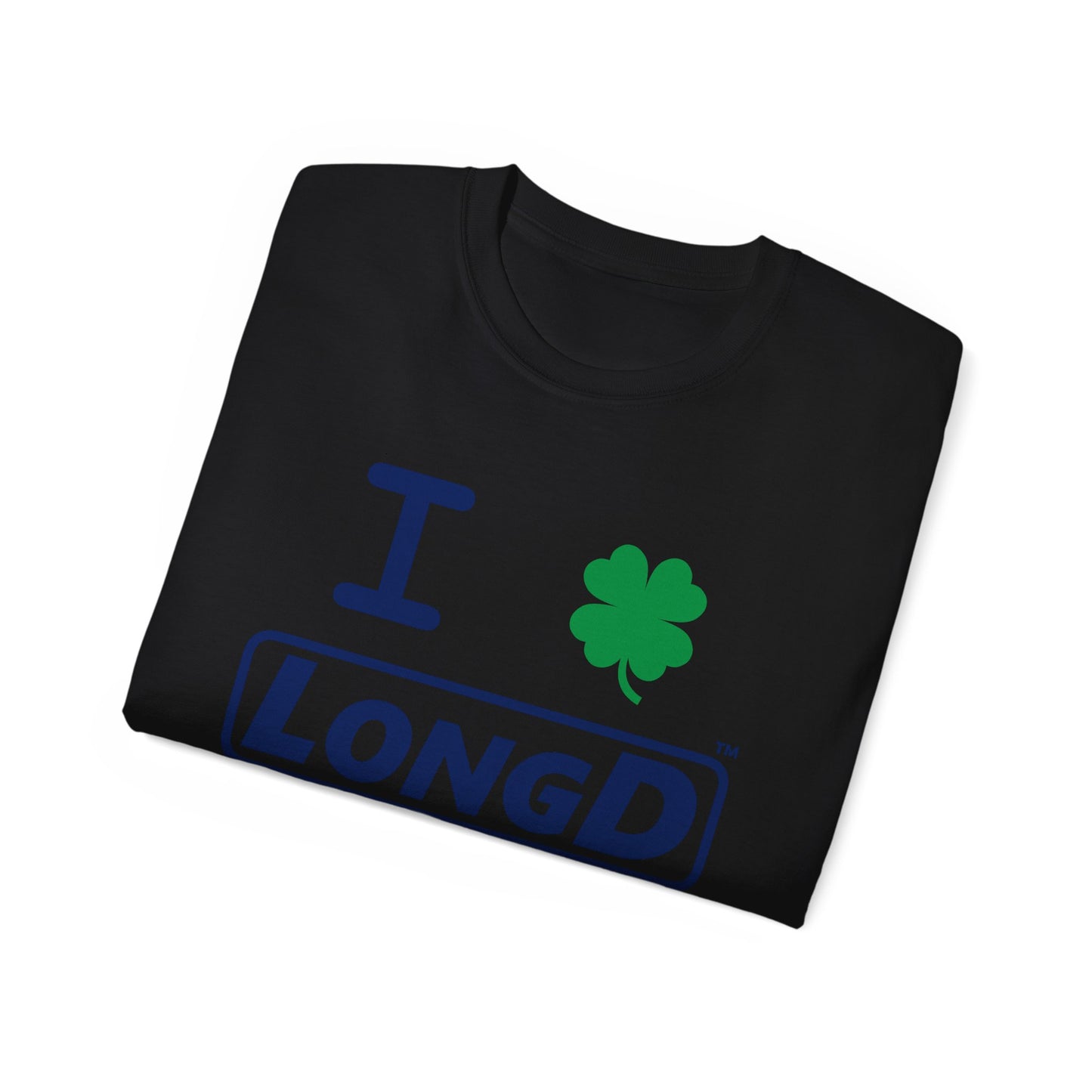 I Clover LongD® Logo Cotton Tee (St. Patrick's Day -Navy with 4-leaf clover)