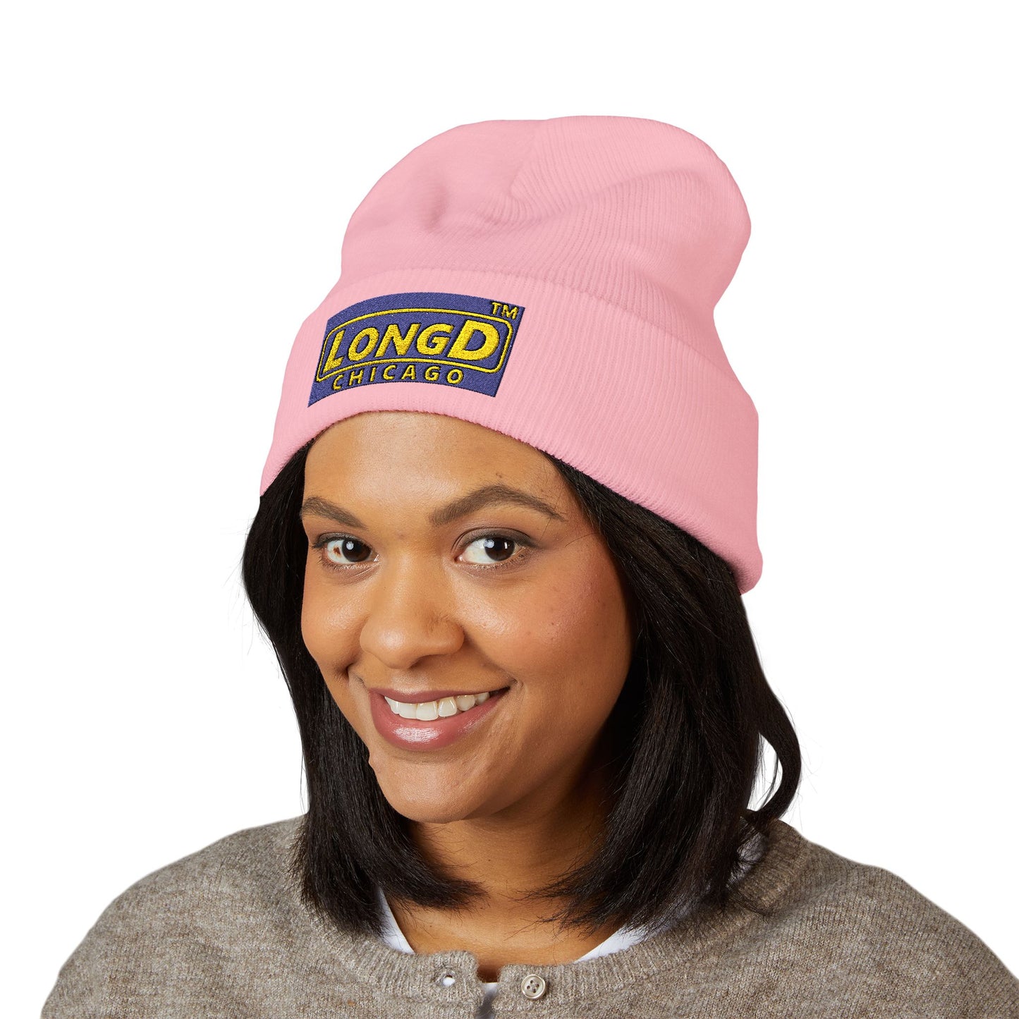 Embroidered Classic Cuffed Beanie Reverse Chicago Logo