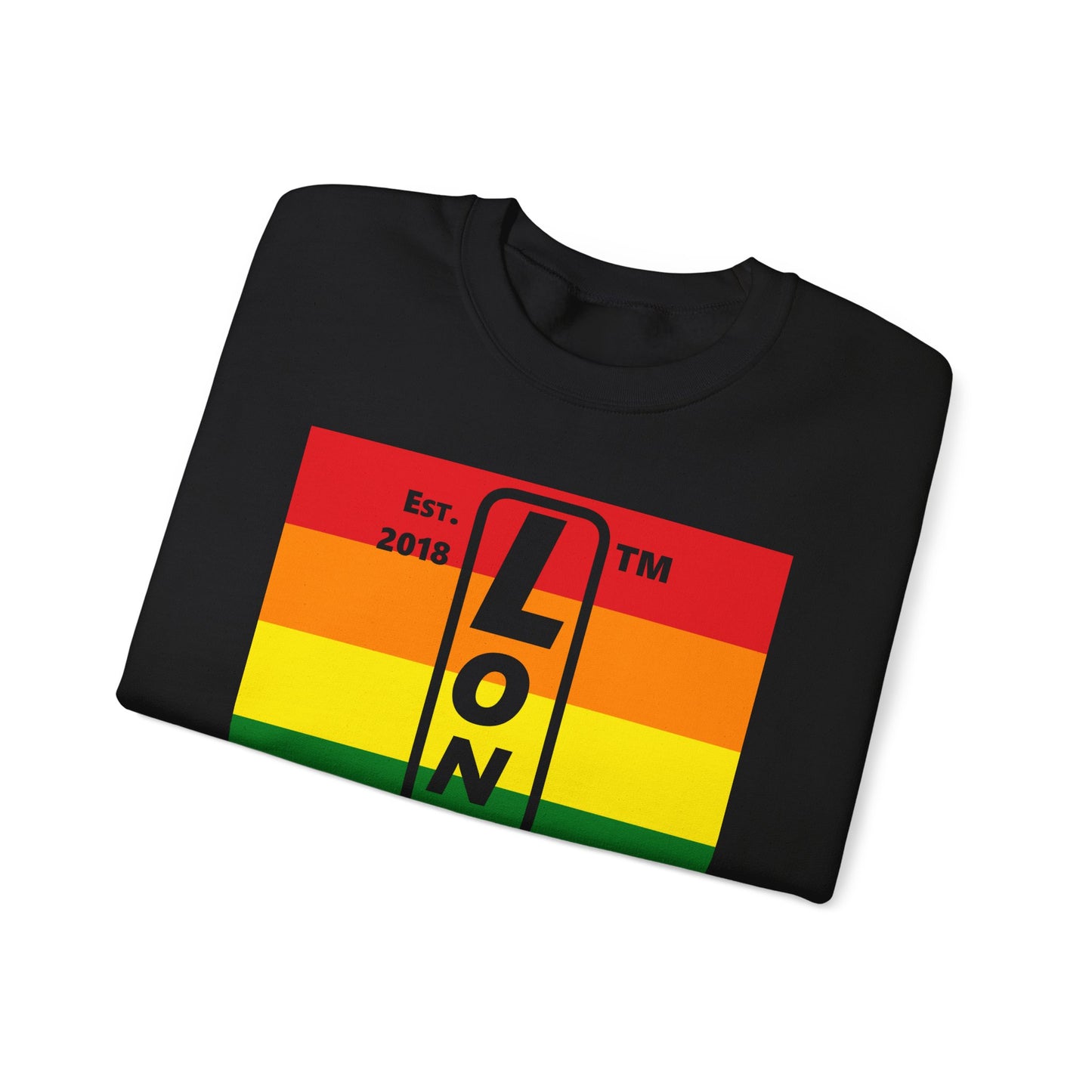 LongD negative horizontal 6-striped Chicago upright logo crewneck sweatshirt (Pride colors)