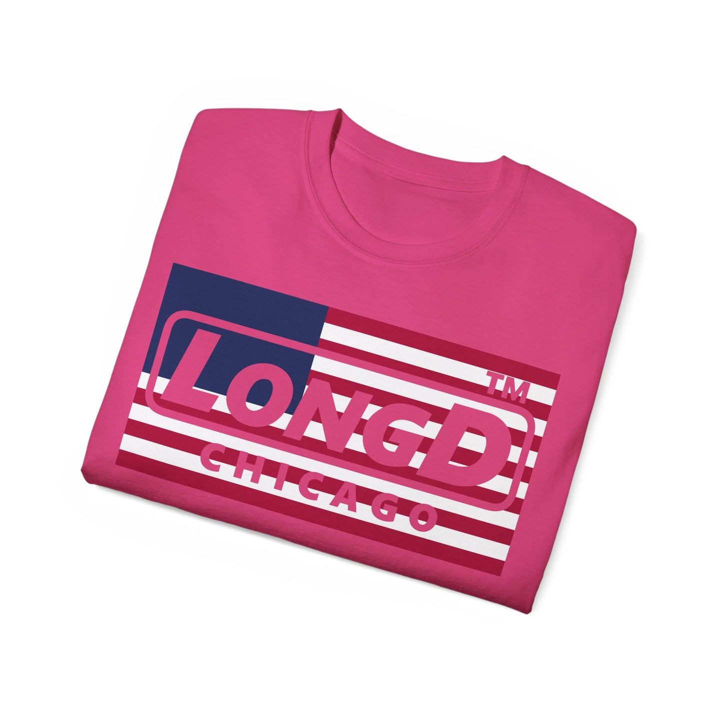 LongD negative flag Chicago logo cotton tee (patriotic colors)