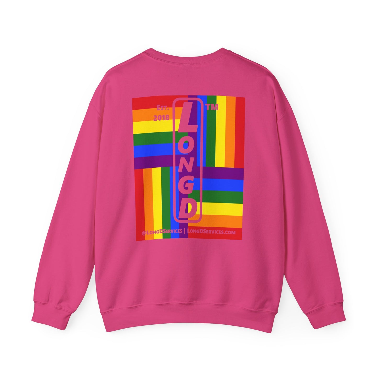 I Luv LongD negative windmill tag-domain upright front-back logo crewneck sweatshirt
