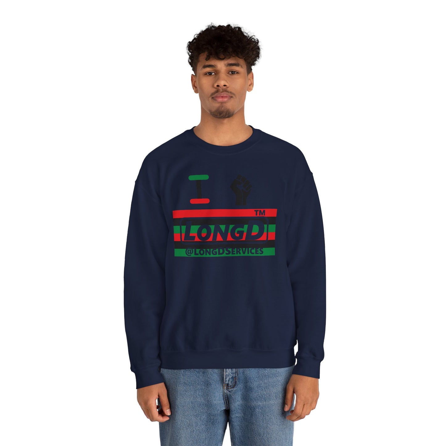 I fist LongD negative horizontal 6-striped tag logo crewneck sweatshirt