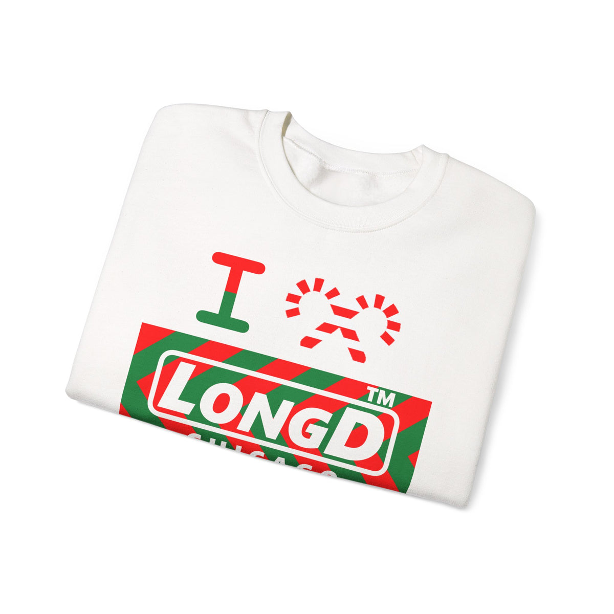 I candy cane LongD Chicago negative leftward chevron logo crewneck sweatshirt