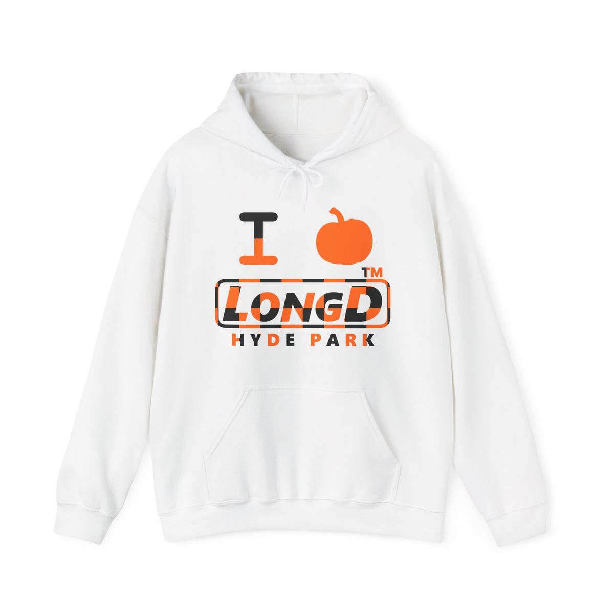 I pumpkin LongD Hyde Park positive checkered logo hoodie