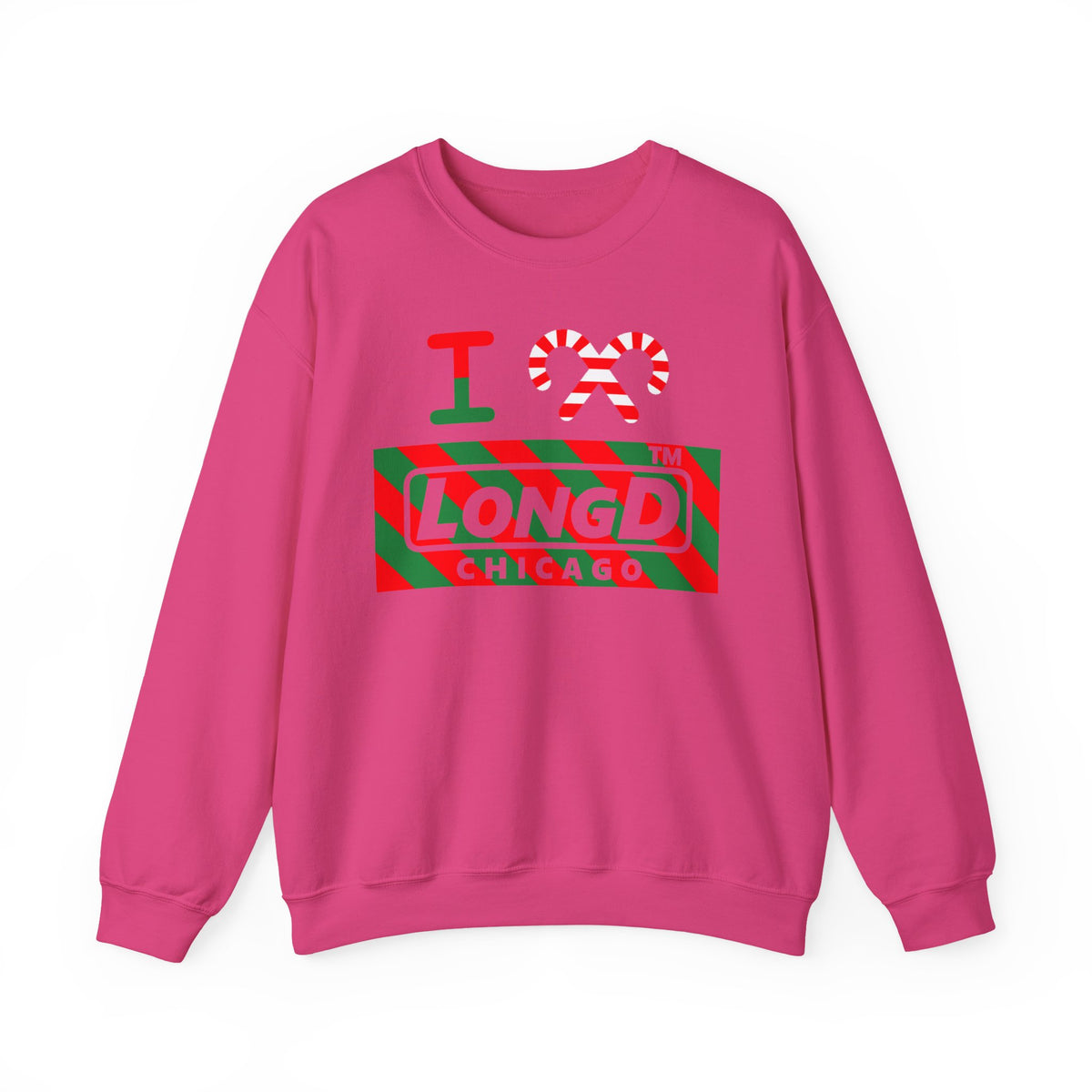 I candy cane LongD Chicago negative 12-striped logo crewneck sweatshirt