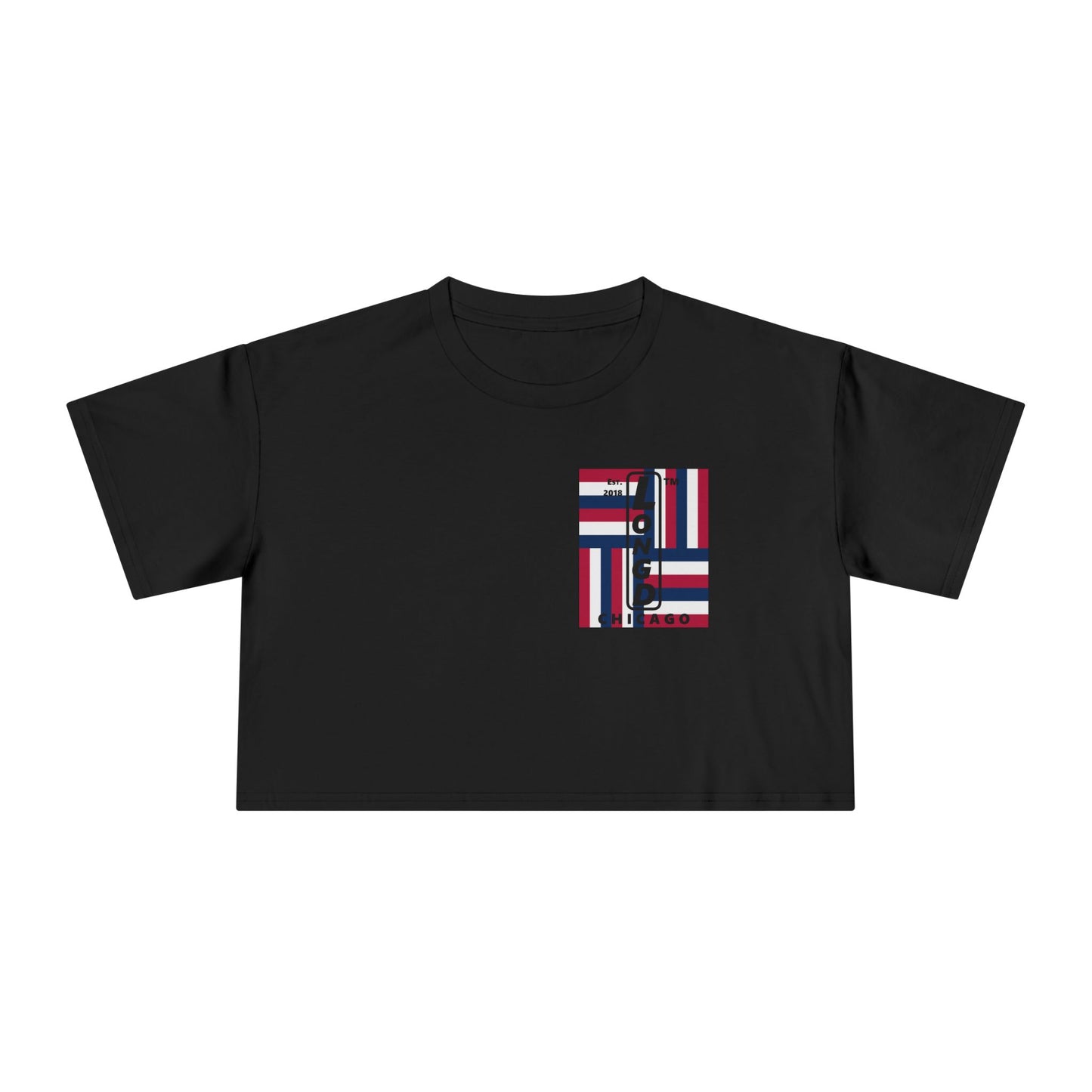 Negative windmill upright single-breasted Chicago logo crop tee (Patriotic colors)