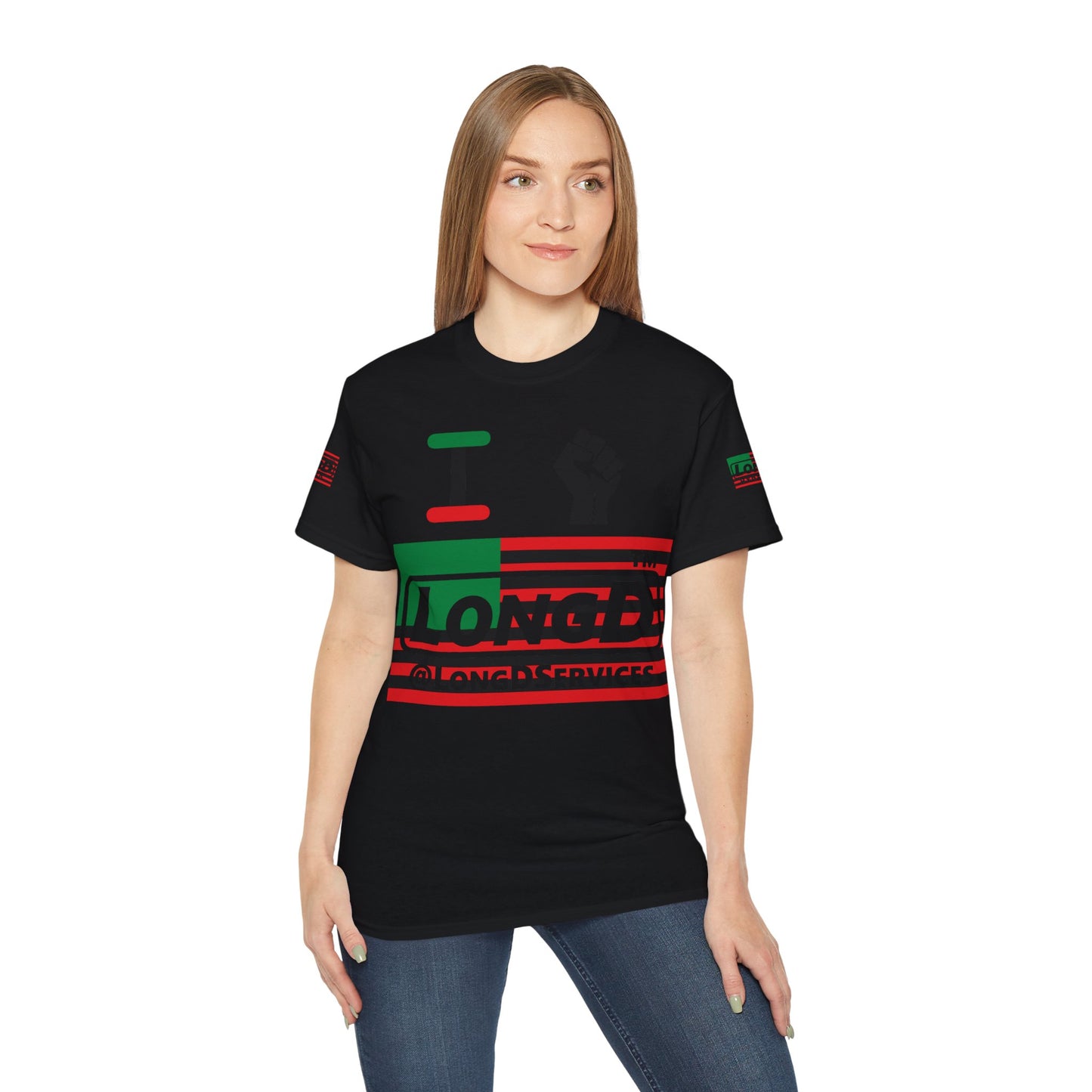 I fist LongD negative flag tag logo 4-print cotton tee