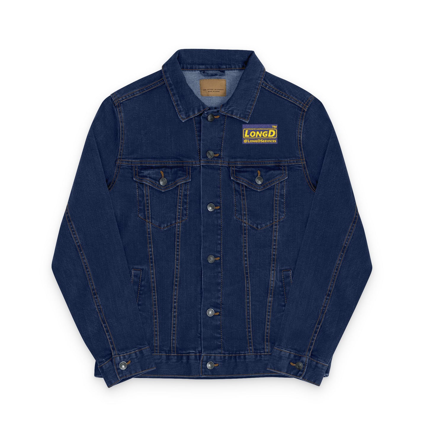 Embroidered Unisex Denim Jacket Reverse Logo