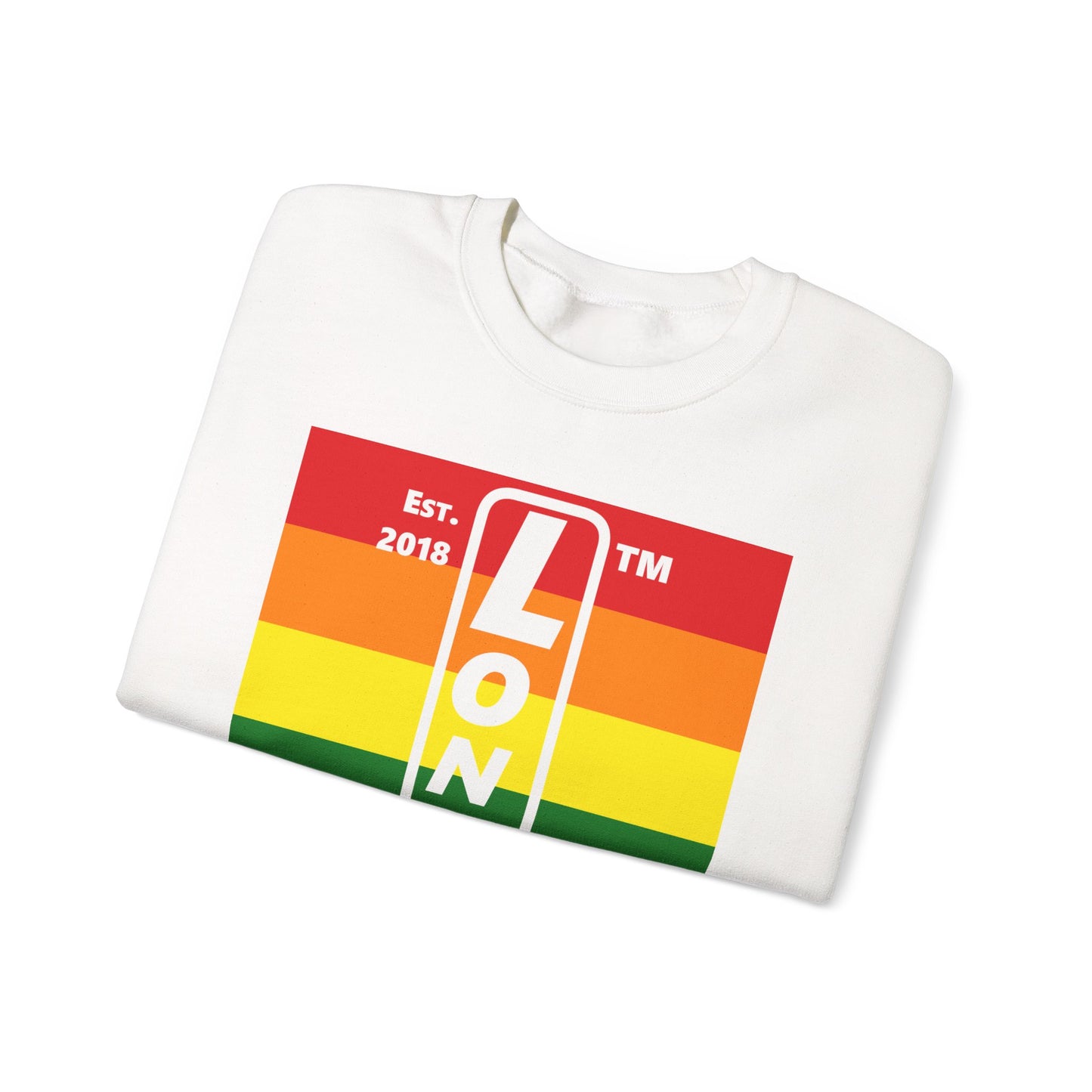 LongD negative horizontal 6-striped Chicago upright logo crewneck sweatshirt (Pride colors)