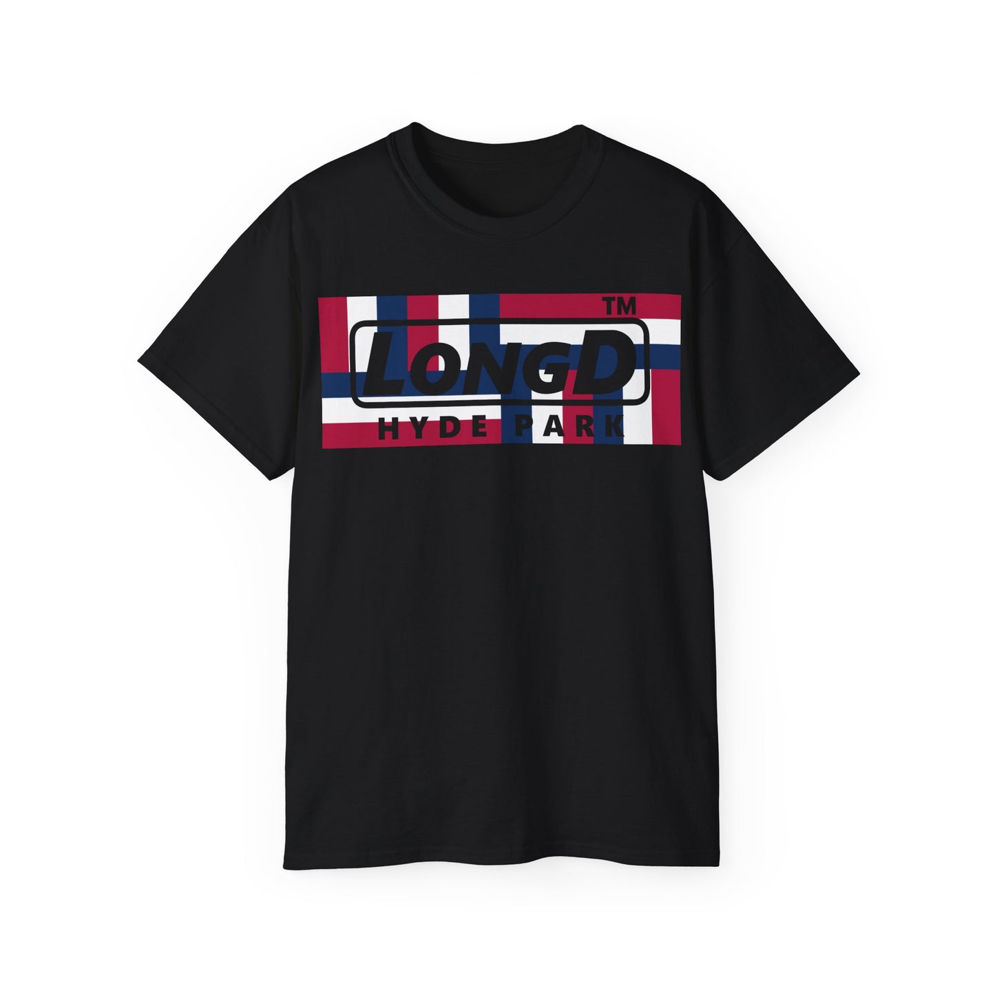 LongD negative modified windmill Hyde Park logo cotton tee (patriotic colors)
